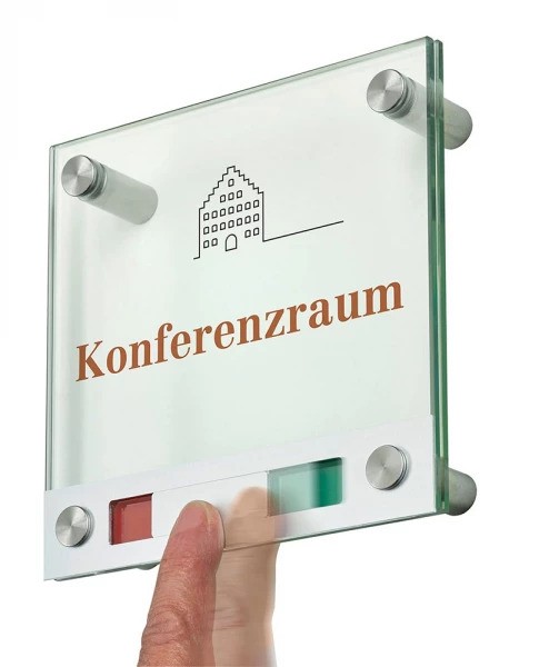 Glas-Türschild GALERIE Frei-Besetzt - 150 x 150 mm