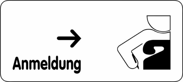 Praxisschilder Symbol Anmeldung Pfeil rechts
